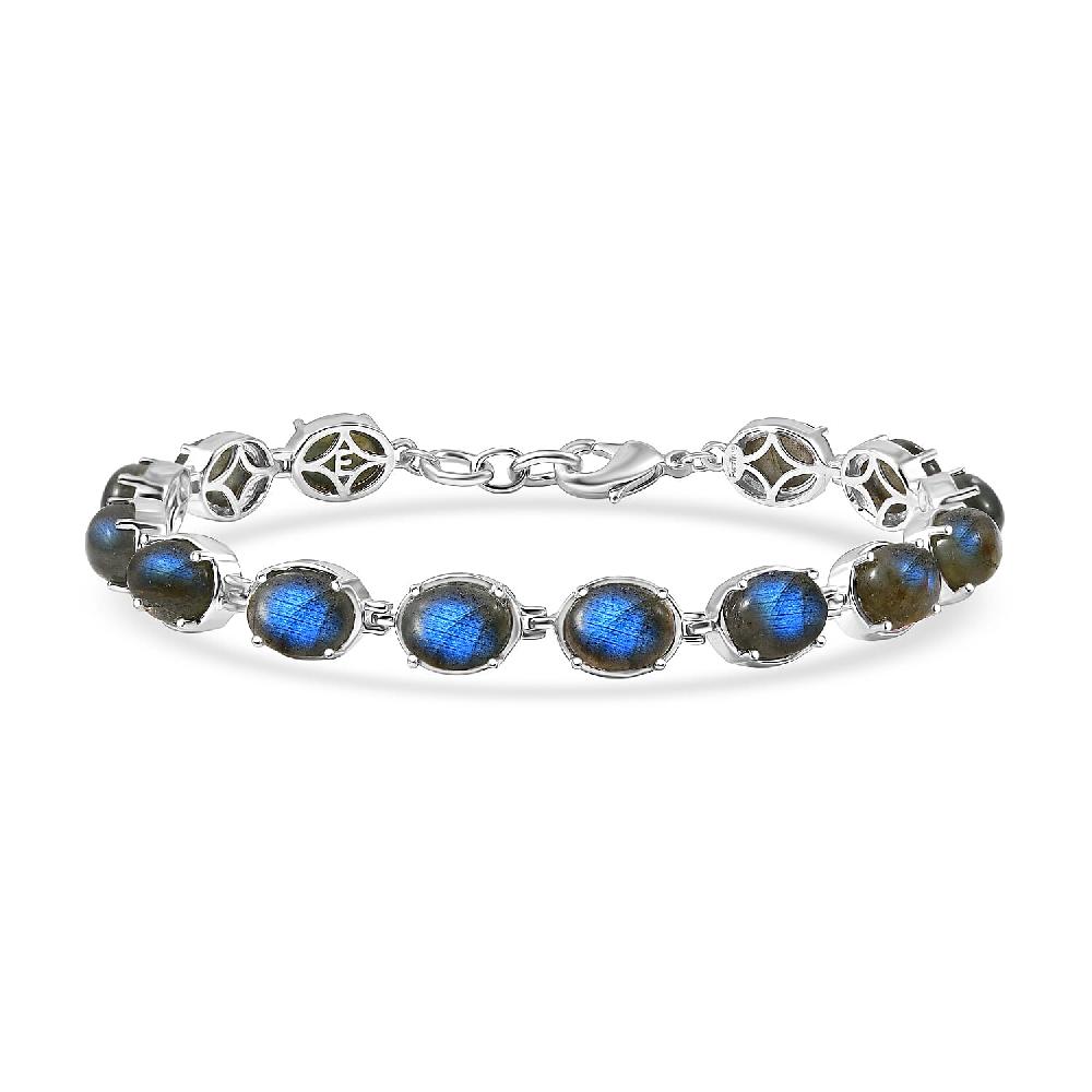 shop lc EverTrue Malagasy Labradorite 19.15 ctw Aurora Blossom Bracelet in Platinum Bond (7.25 In) (Del. in 7-10 Days)