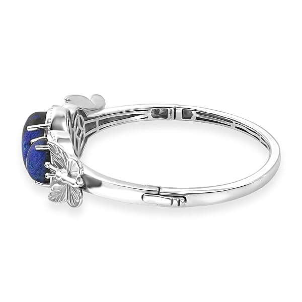 Shop Lc EverTrue Malagasy Labradorite 22.00 Ctw Midnight Wings Bangle Bracelet In Platinum Bond (7.25 In)