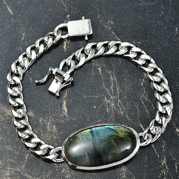 Shop Lc EverTrue Malagasy Labradorite 34.00 Ctw Bracelet In Platinum Bond (8.50 In)