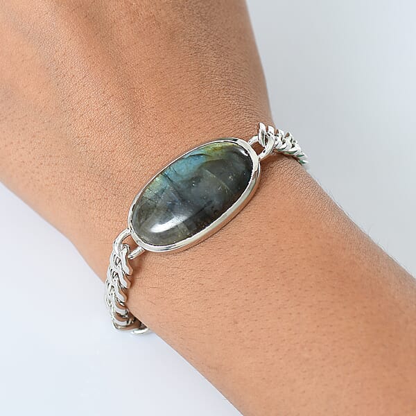Shop Lc EverTrue Malagasy Labradorite 34.00 Ctw Bracelet In Platinum Bond (8.50 In)
