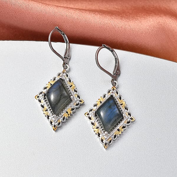 Shop Lc EverTrue Malagasy Labradorite 8.00 Ctw Earrings In 18K YG Plated And Platinum Bond (Del. In 7-10 Days)