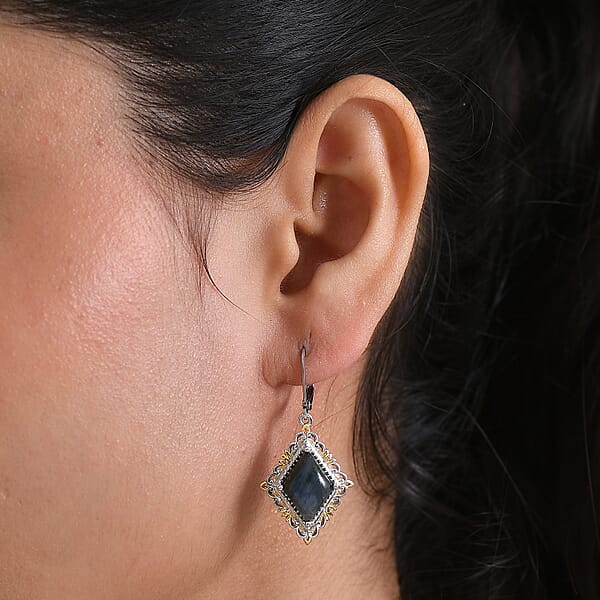 Shop Lc EverTrue Malagasy Labradorite 8.00 Ctw Earrings In 18K YG Plated And Platinum Bond (Del. In 7-10 Days)