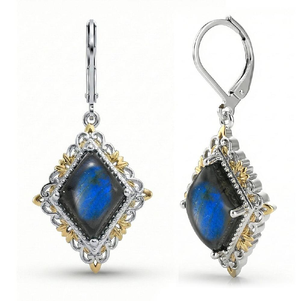 shop lc EverTrue Malagasy Labradorite 8.00 ctw Earrings in 18K YG Plated and Platinum Bond (Del. in 7-10 Days)