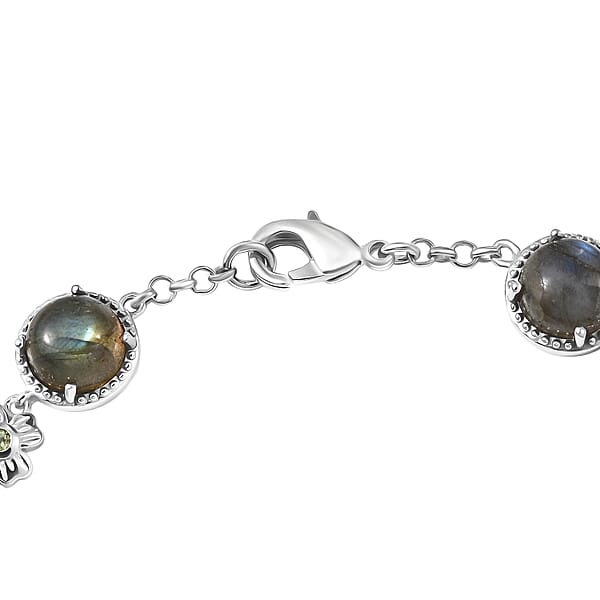 Shop Lc EverTrue Malagasy Labradorite And Hebei Peridot 15.70 Ctw Mystic Bloom Bracelet In Platinum Bond (7.25 In) (Del. In 7-10 Days)