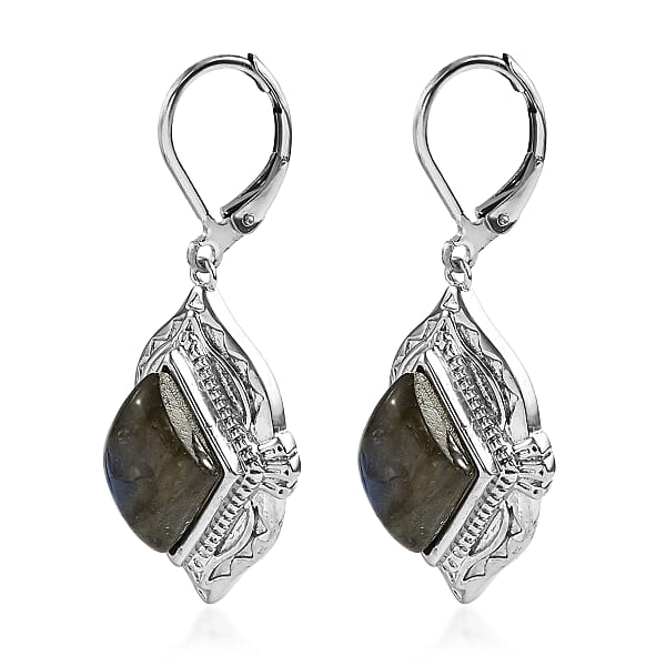Shop Lc EverTrue Malagasy Labradorite Lever Back Kite Drop Earrings In Stainless Steel 8.25 Ctw