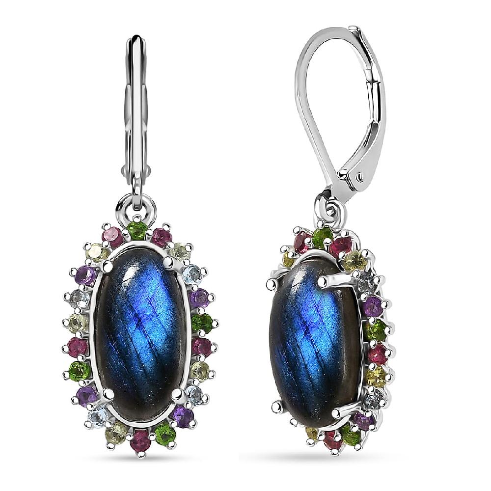 shop lc EverTrue Malagasy Labradorite Multi Gemstone Earrings in Platinum Bond 9.35 ctw