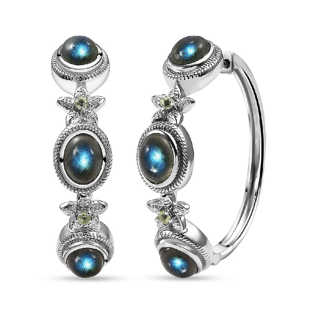shop lc EverTrue Malagasy Labradorite Peridot Bloomline Earrings in Platinum Bond 8.30 ctw