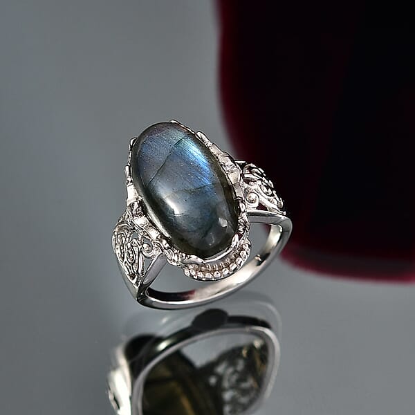 Shop Lc EverTrue Malagasy Labradorite Ring In Platinum Bond 9.60 Ctw