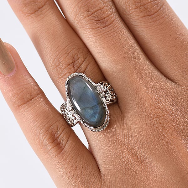 Shop Lc EverTrue Malagasy Labradorite Ring In Platinum Bond 9.60 Ctw