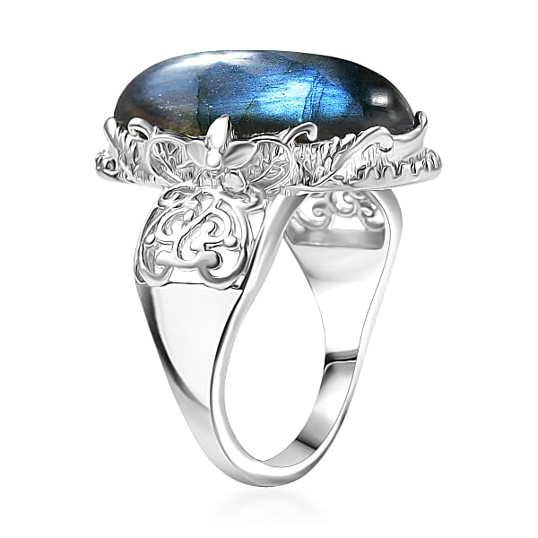 Shop Lc EverTrue Malagasy Labradorite Ring In Platinum Bond 9.60 Ctw