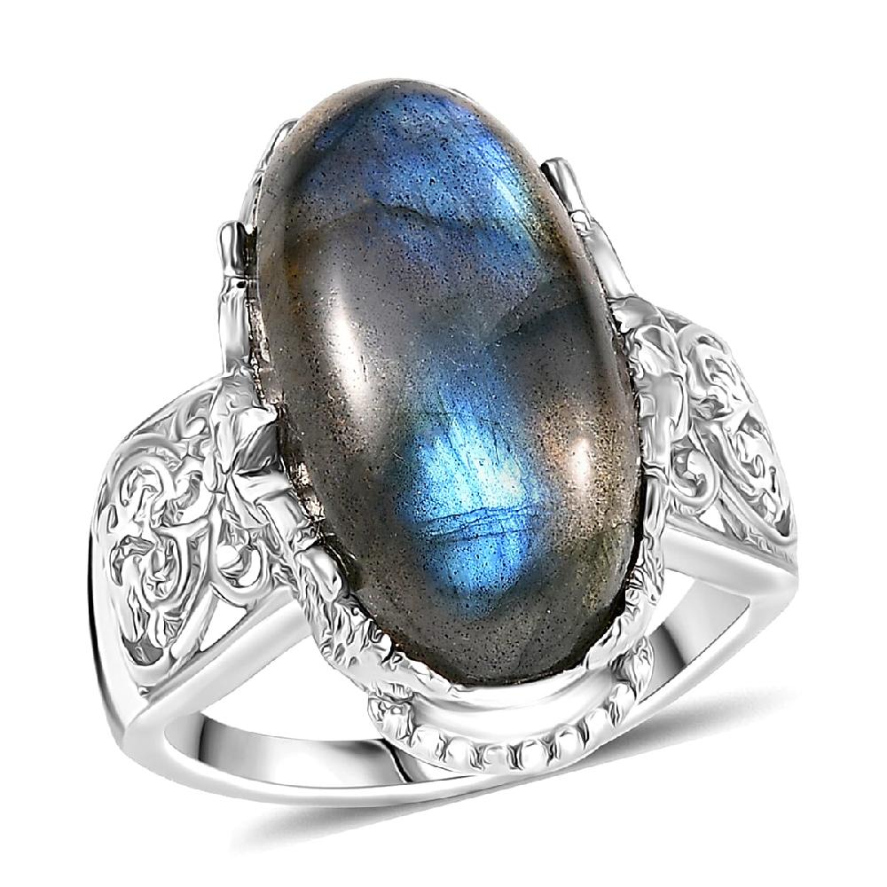 shop lc EverTrue Malagasy Labradorite Ring in Platinum Bond 9.60 ctw
