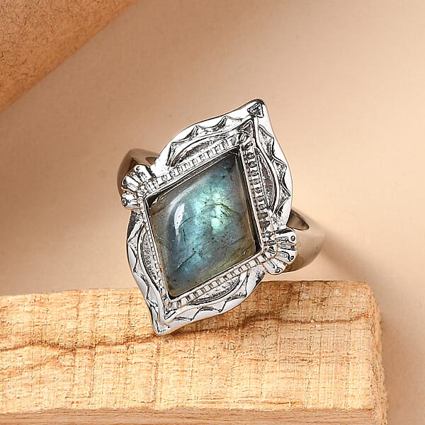 Shop Lc EverTrue Malagasy Labradorite Solitaire Ring In Stainless Steel 6.50 Ctw