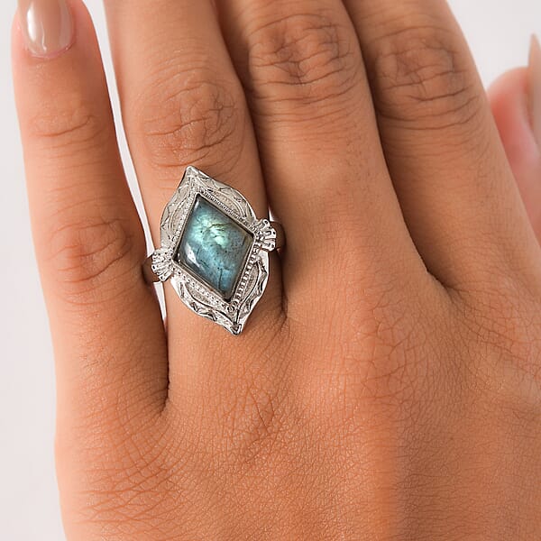 Shop Lc EverTrue Malagasy Labradorite Solitaire Ring In Stainless Steel 6.50 Ctw