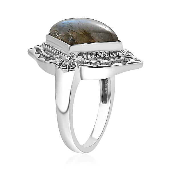 Shop Lc EverTrue Malagasy Labradorite Solitaire Ring In Stainless Steel 6.50 Ctw