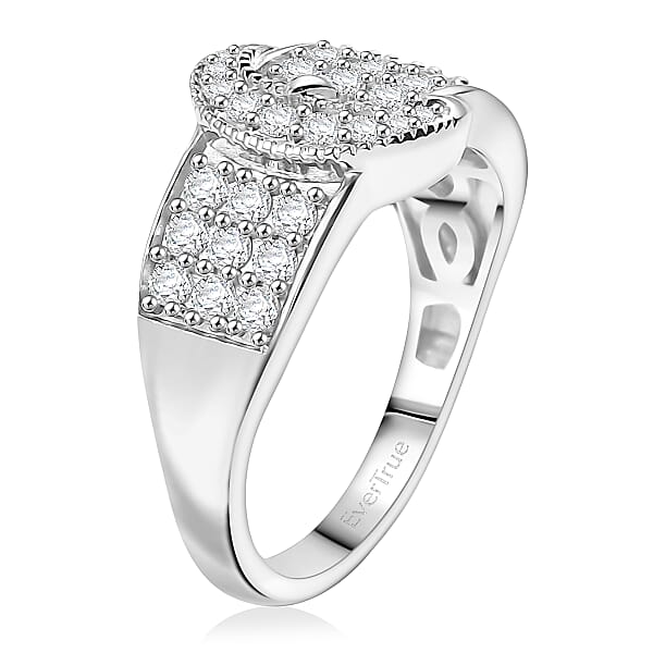 Shop Lc EverTrue Moissanite Buckle Ring In Platinum Bond 0.75 Ctw