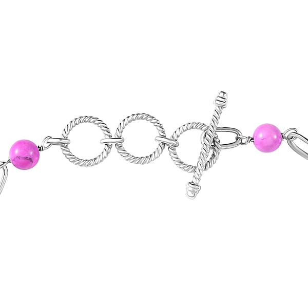 Shop Lc EverTrue Mojave Purple Turquoise 23.10 Ctw Paper Clip And Leopard Head Bracelet In Platinum Bond (6.50-800In)