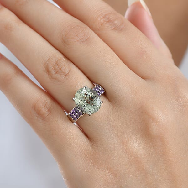 Shop Lc EverTrue Montezuma Prasiolite African Amethyst Ring In Platinum Bond 5.15 Ctw