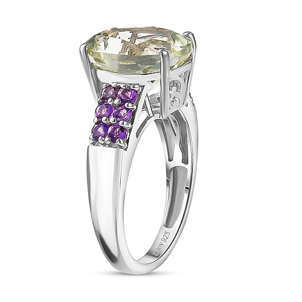 Shop Lc EverTrue Montezuma Prasiolite African Amethyst Ring In Platinum Bond 5.15 Ctw