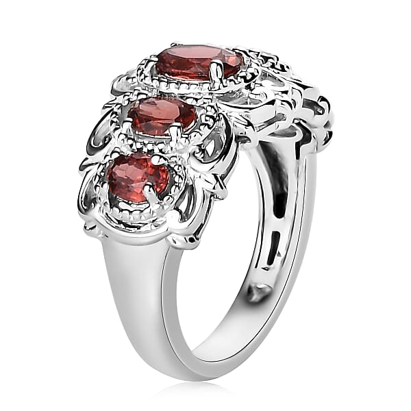 Shop Lc EverTrue Mozambique Garnet 5 Stone Ring In Platinum Bond 1.50 Ctw