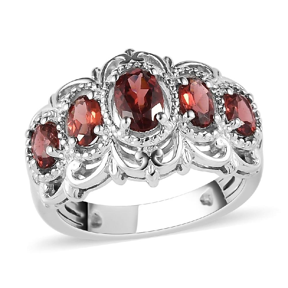 shop lc EverTrue Mozambique Garnet 5 Stone Ring in Platinum Bond 1.50 ctw