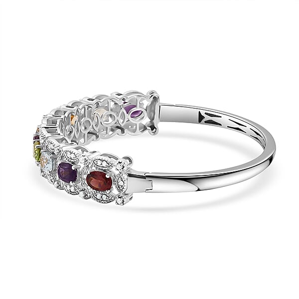 Shop Lc EverTrue Multi Gemstone 8.70 Ctw Bangle Bracelet In Platinum Bond (7.25 In)