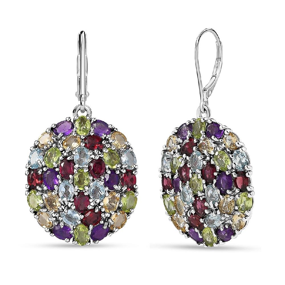 shop lc EverTrue Multi Gemstone Earrings in Platinum Bond 12.60 ctw