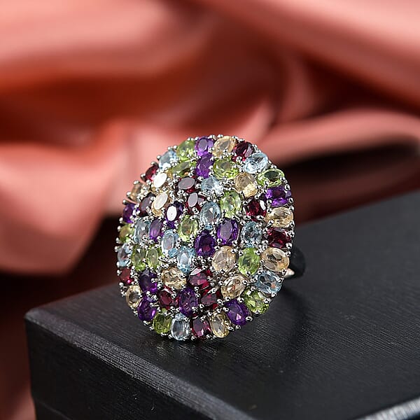 Shop Lc EverTrue Multi Gemstone Ring In Platinum Bond 11.20 Ctw