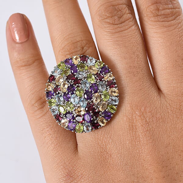 Shop Lc EverTrue Multi Gemstone Ring In Platinum Bond 11.20 Ctw