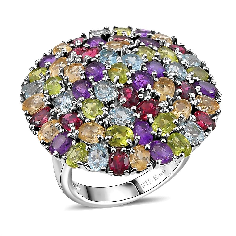 shop lc EverTrue Multi Gemstone Ring in Platinum Bond 11.20 ctw