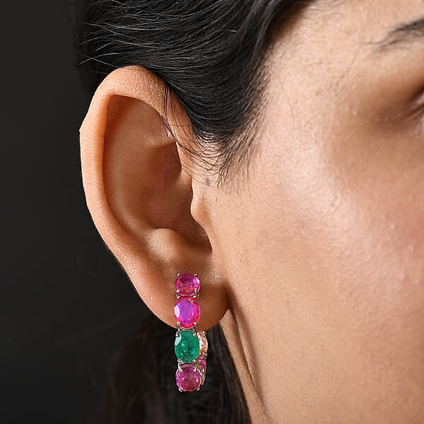 Shop Lc EverTrue Multi Quartz (Triplet) 19.75 Ctw Rainbow Radiance Hoop Earrings In Platinum Bond