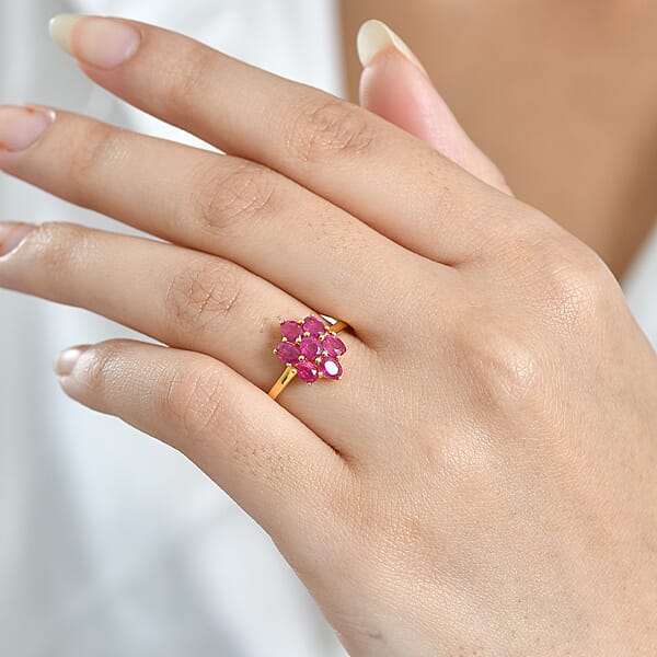 Shop Lc EverTrue Niassa Ruby Floral Ring In 18K YG Plated 2.00 Ctw
