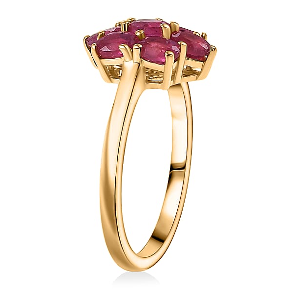 Shop Lc EverTrue Niassa Ruby Floral Ring In 18K YG Plated 2.00 Ctw