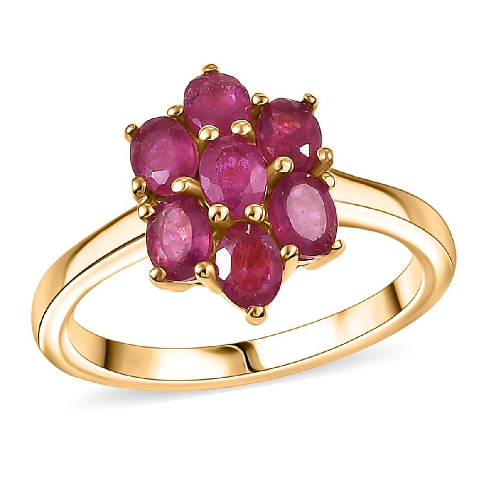 shop lc EverTrue Niassa Ruby Floral Ring in 18K YG Plated 2.00 ctw
