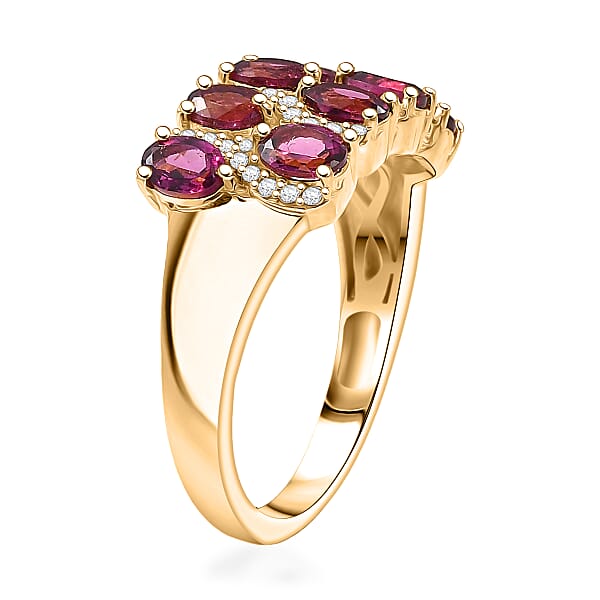 Shop Lc EverTrue Orissa Rhodolite Garnet White Zircon Ring In 18K YG Plated 2.15 Ctw