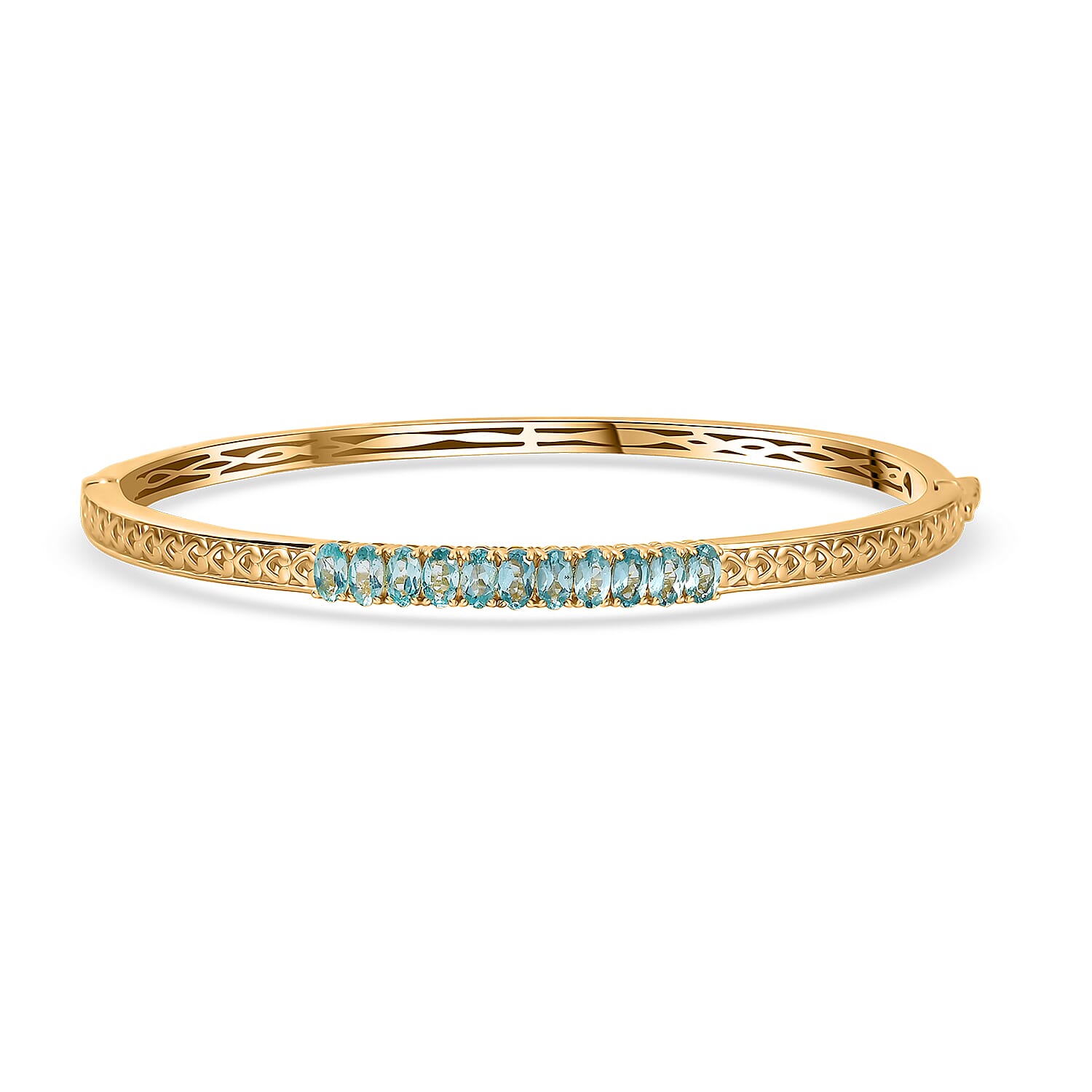 shop lc EverTrue Paraiba Apatite 11.75 ctw Bangle Bracelet in 18K YG Plated (7.25 In)
