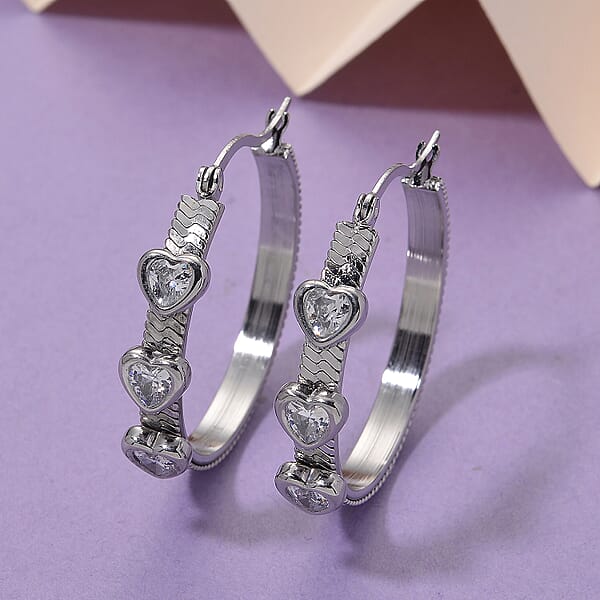 Shop Lc EverTrue Quintessence Of Love Austrian Crystal Hoop Earrings In Stainless Steel