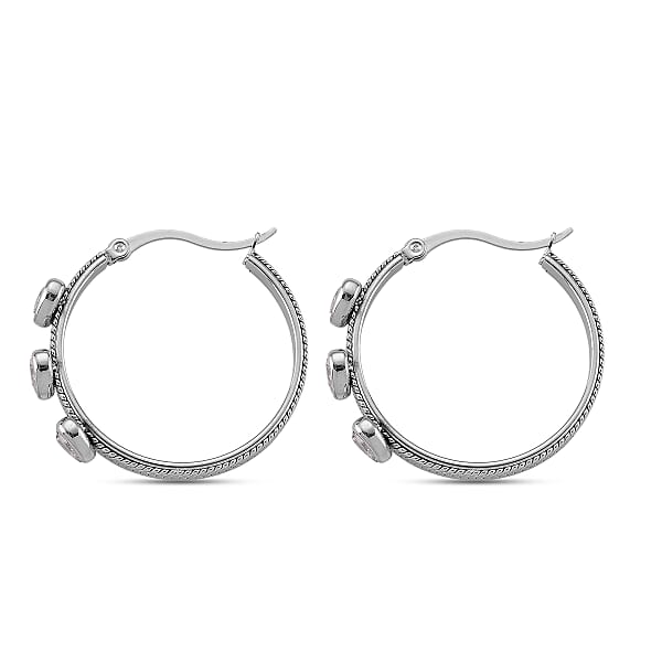 Shop Lc EverTrue Quintessence Of Love Austrian Crystal Hoop Earrings In Stainless Steel