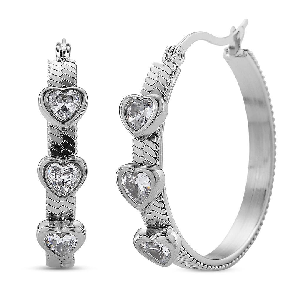 shop lc EverTrue Quintessence of Love Austrian Crystal Hoop Earrings in Stainless Steel