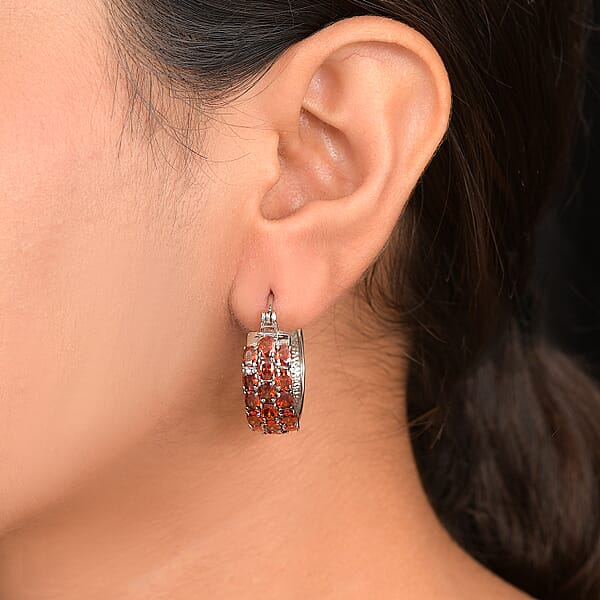 Shop Lc EverTrue Red Simulated Diamond Hoop Earrings In Stainless Steel 7.80 Ctw