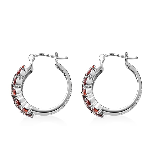 Shop Lc EverTrue Red Simulated Diamond Hoop Earrings In Stainless Steel 7.80 Ctw