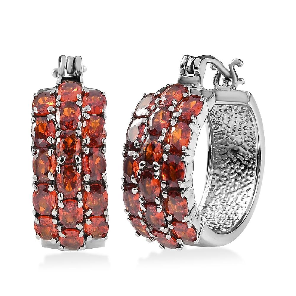 shop lc EverTrue Red Simulated Diamond Hoop Earrings in Stainless Steel 7.80 ctw