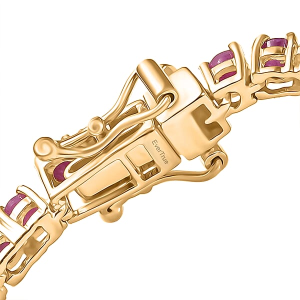 Shop Lc EverTrue Ruby And Moissanite 7.50 Ctw Minimalist Aura Bracelet In 18K YG Plated (8.00 In)