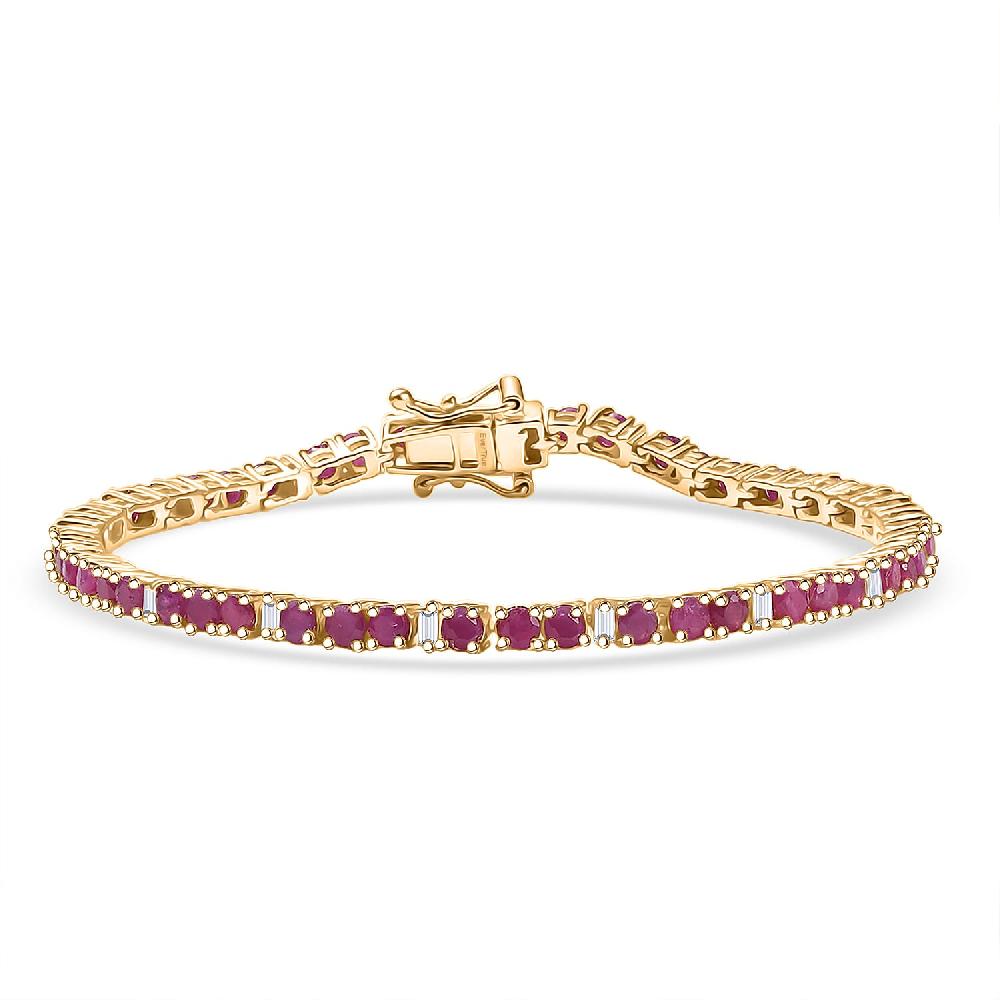 shop lc EverTrue Ruby and Moissanite 7.50 ctw Minimalist Aura Bracelet in 18K YG Plated (8.00 In)
