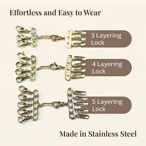 Shop Lc EverTrue Set Of 3 Jewelry Layering Lock Hearts Lobster Clasps With Spring Ring Lock In ION Plated YG Stainless Steel (1pcs 3row 1pcs 4row 1pcs 5row) Jewelry Closure Lobster Locks