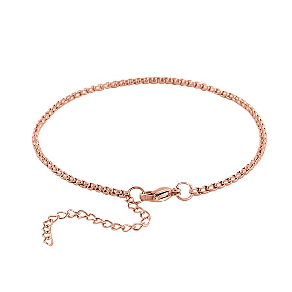 Shop Lc EverTrue Set Of 3 Round Box Chain Bracelet In ION Plated RG Stainless Steel (7.50-9.50In)
