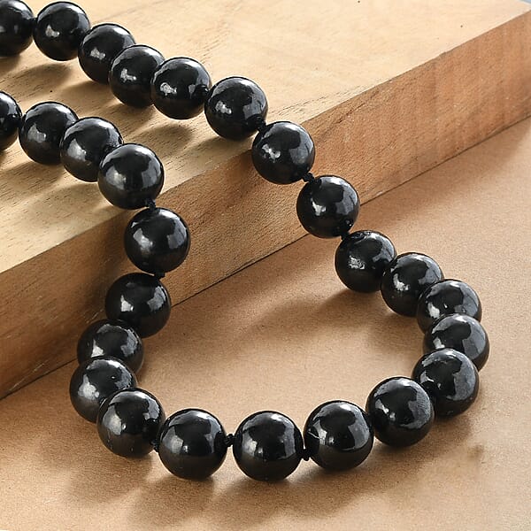 Shop Lc EverTrue Shungite Beaded Necklace In Platinum Bond 540.00 Ctw (20 Inches)