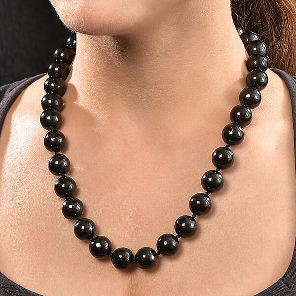 Shop Lc EverTrue Shungite Beaded Necklace In Platinum Bond 540.00 Ctw (20 Inches)