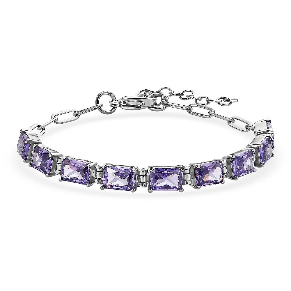 shop lc EverTrue Simulated Blue Diamond Bracelet in Stainless Steel (6.50 In)