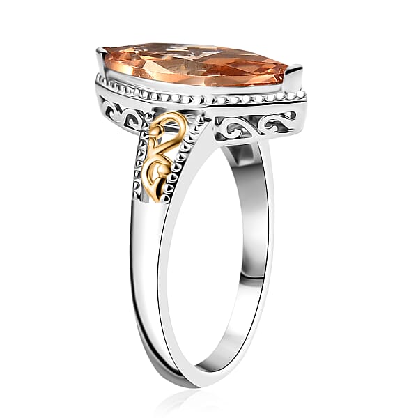 Shop Lc EverTrue Simulated Champagne Diamond Ring In 18K YG Plated And Platinum Bond