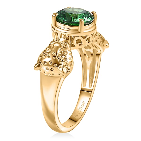 Shop Lc EverTrue Simulated Green Diamond Panther Ring In 18K YG Plated 3.10 Ctw